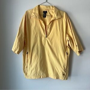 IZOD Yellow Quarter Zip Windbreaker Pullover Jacket Men’s Size S Mesh Lined